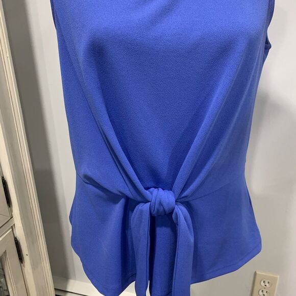Talbots Blue Sleeveless Tie-Front Tank Top - Picture 4 of 5